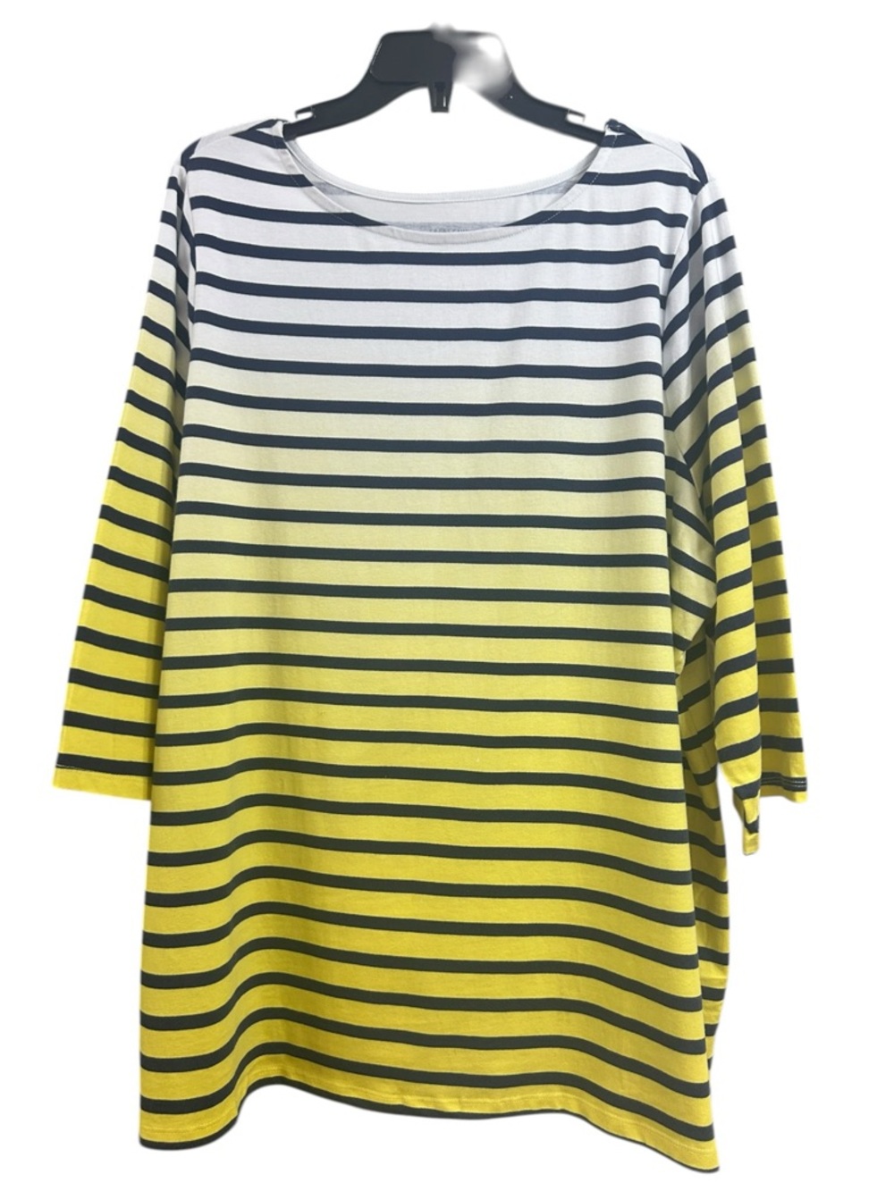 NWOT Boatneck Striped Long Sleeve Tee in Yellow and Navy